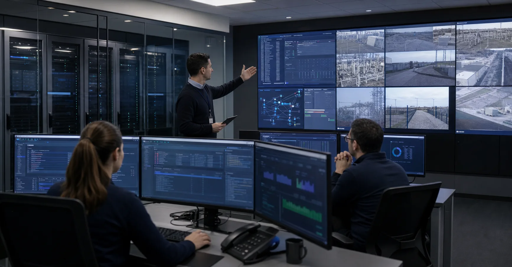 Engineers commissioning a utility cyber security operations centre